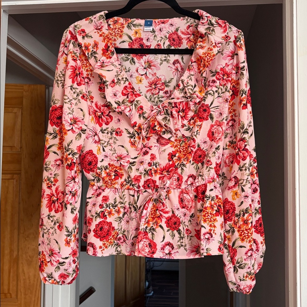 Old Navy Pink Floral Blouse
